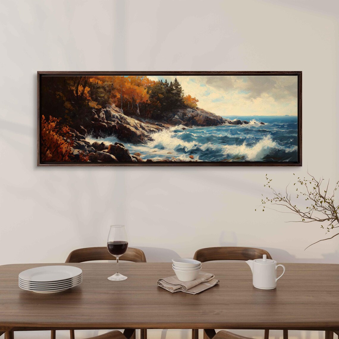 Acadia National Park Rugged Coast Fall Colors Crashing Waves Scenic Poster