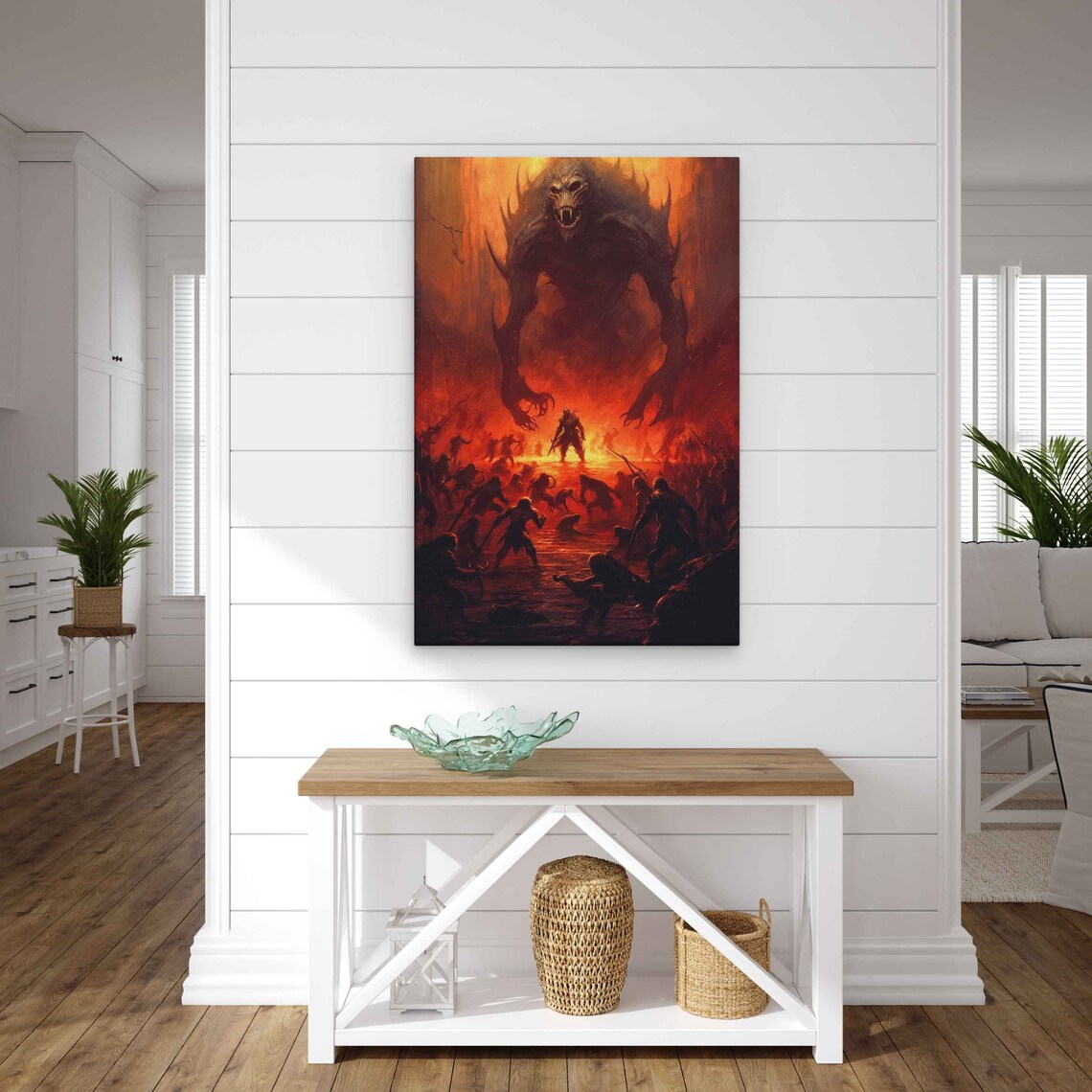 Demon Battle Fiery Inferno Fantasy Monster Army Fight Scene Poster - Image 4