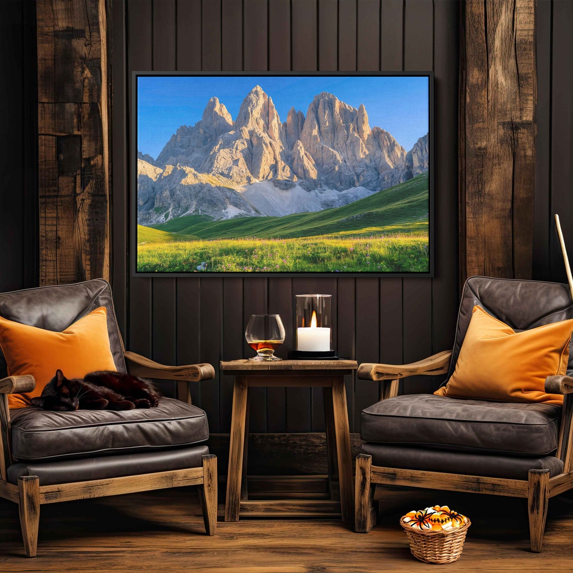 Dolomites At Sunset Jagged Peaks Over Green Alpine Meadow Poster - Image 3
