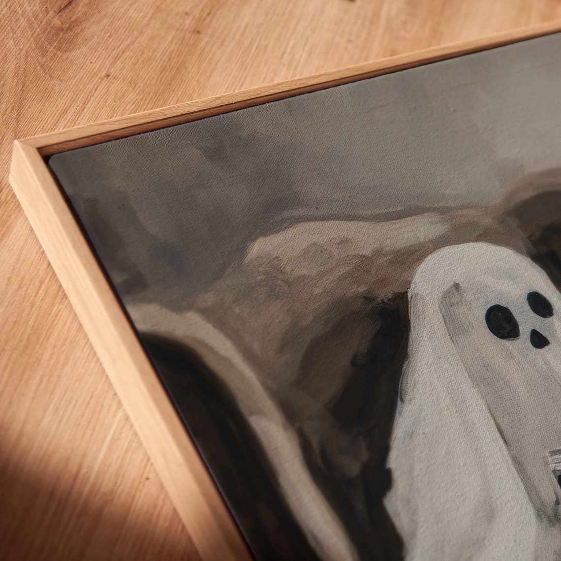 Ghost Reading Book In Cozy Armchair Cute Spooky Acrylic Wall Art - Image 2
