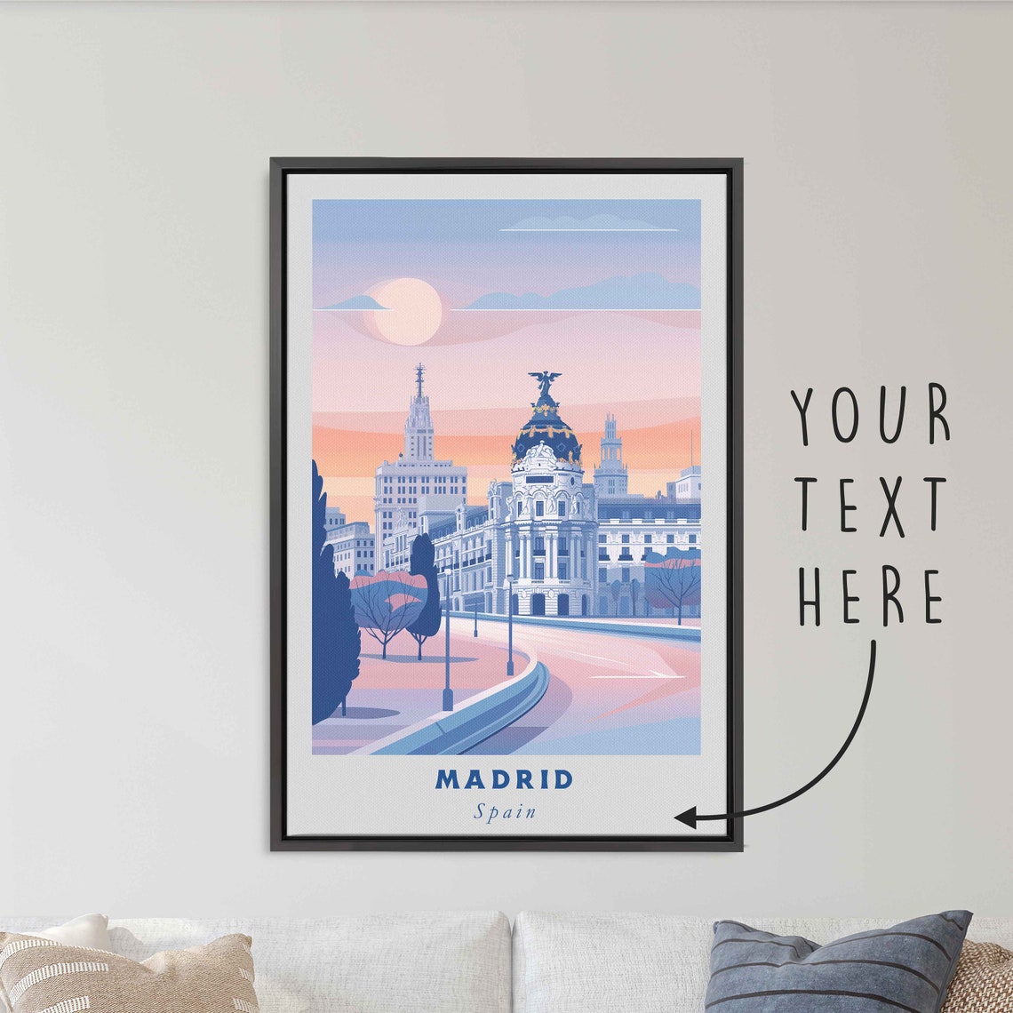 Madrid Spain Gran Via Architecture Sunset Pastel Travel Poster