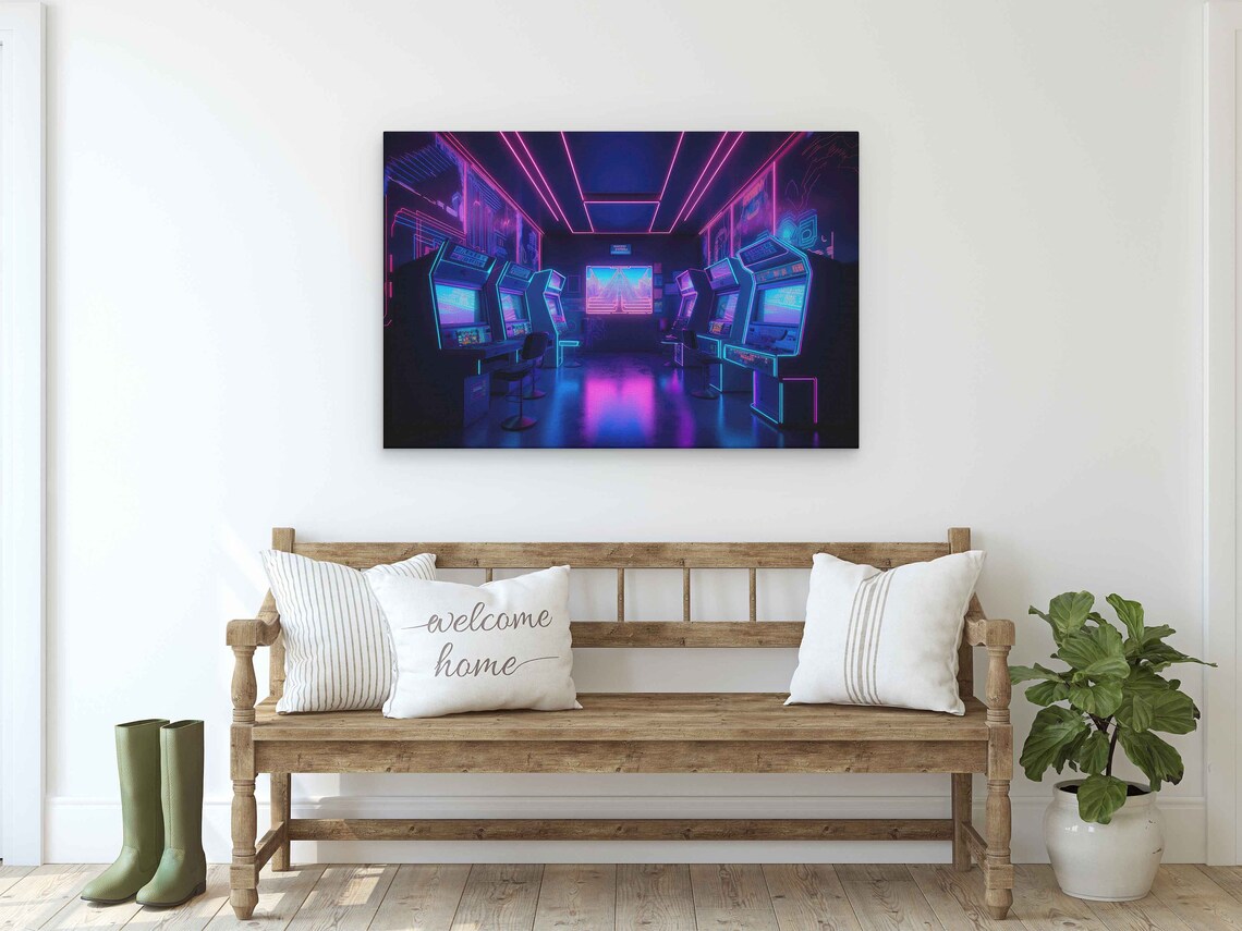 Retro Arcade Art Print, 90s Game Room Wall Decor - Image 3