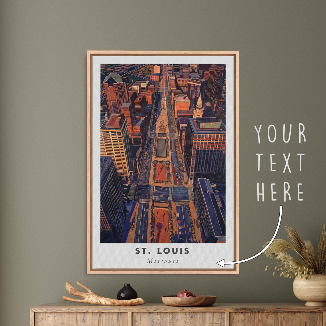 St Louis Missouri Downtown Aerial Street Sunset Skyline View Poster