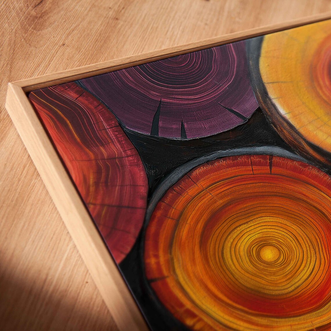 Colorful Tree Rings Log Cross Section Red Orange Purple Art Poster - Image 2
