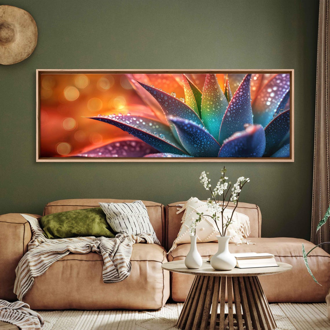 Dew-Kissed Agave Leaves In Sunset Light Panoramic Botanical Poster