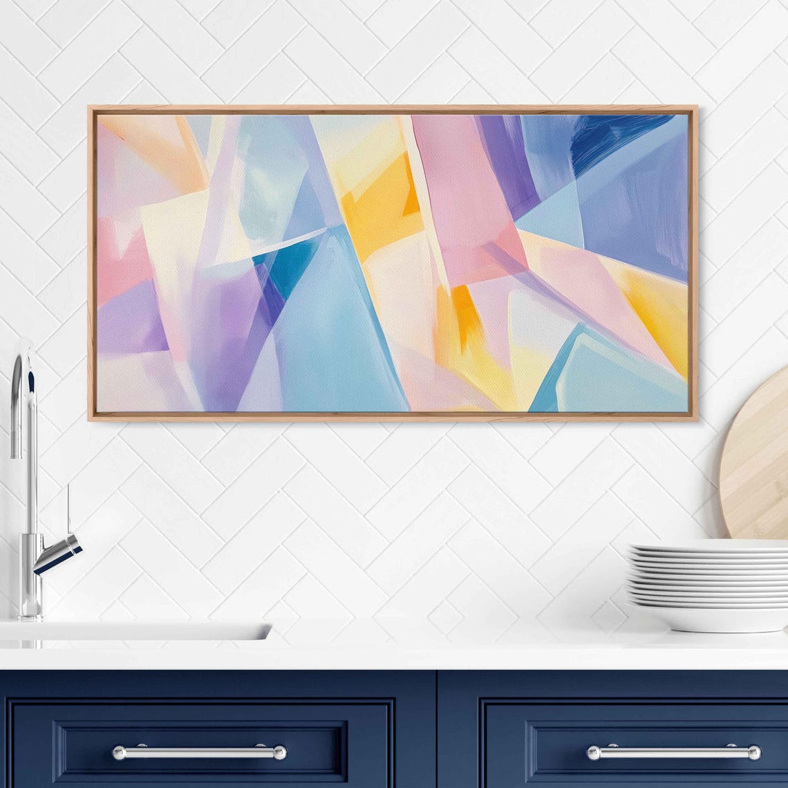Abstract Pastel Faceted Geometric Crystal Light Modern Wall Print - Image 3