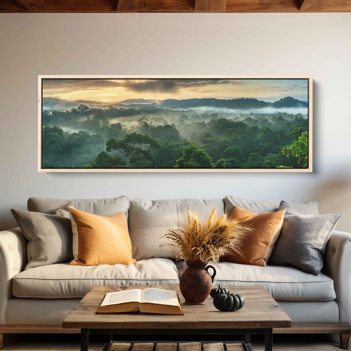 Panoramic Rainforest Canopy At Sunrise Wall Art Print Tropical Landscape Jungle Poster Rainforest Foliage Ready To Hang - Image 3