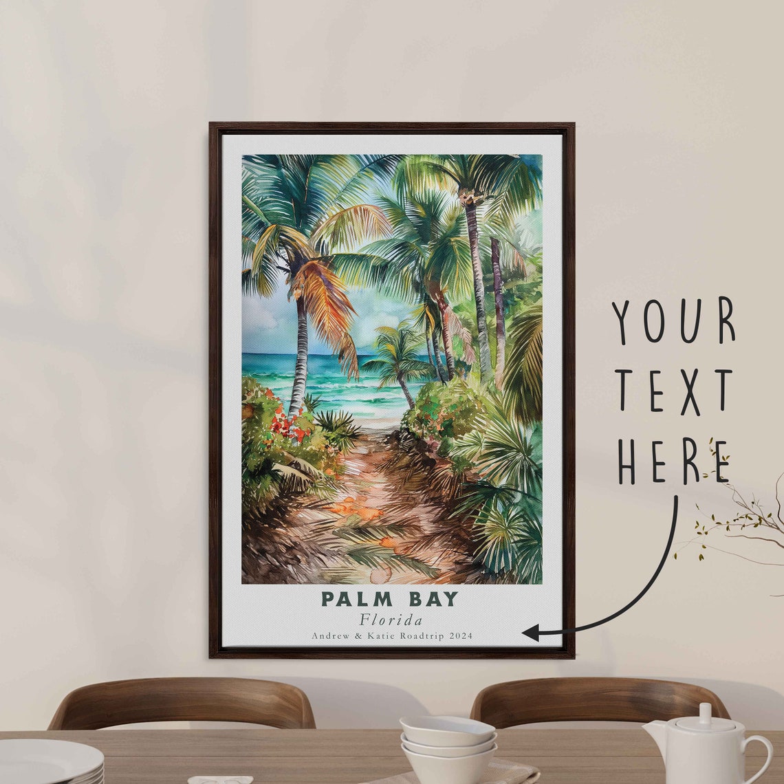 Palm Bay Florida Tropical Beach Path Palm Trees Ocean View Poster - Image 3
