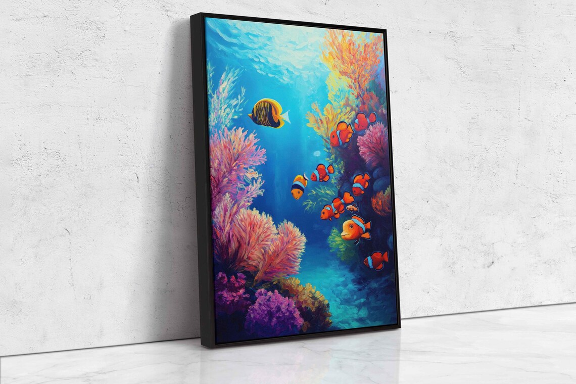 Coral Reef Underwater Scene Wall Art Print Colorful Fish Vibrant Coral - Image 4