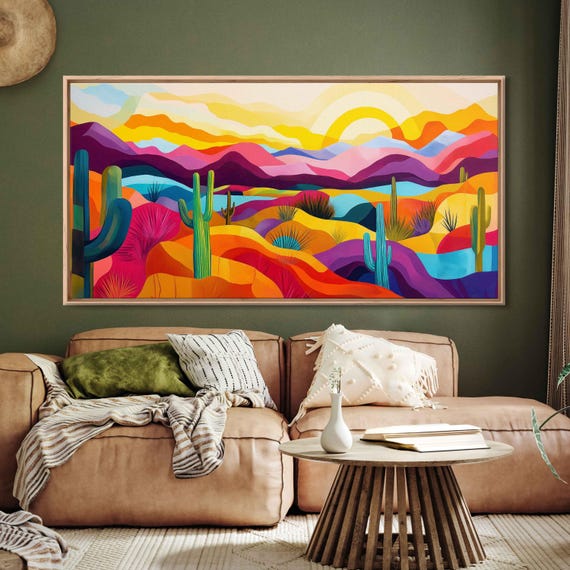 Arizona Desert Art Wall Art Print Abstract Landscape Bold Colors Unique Flora