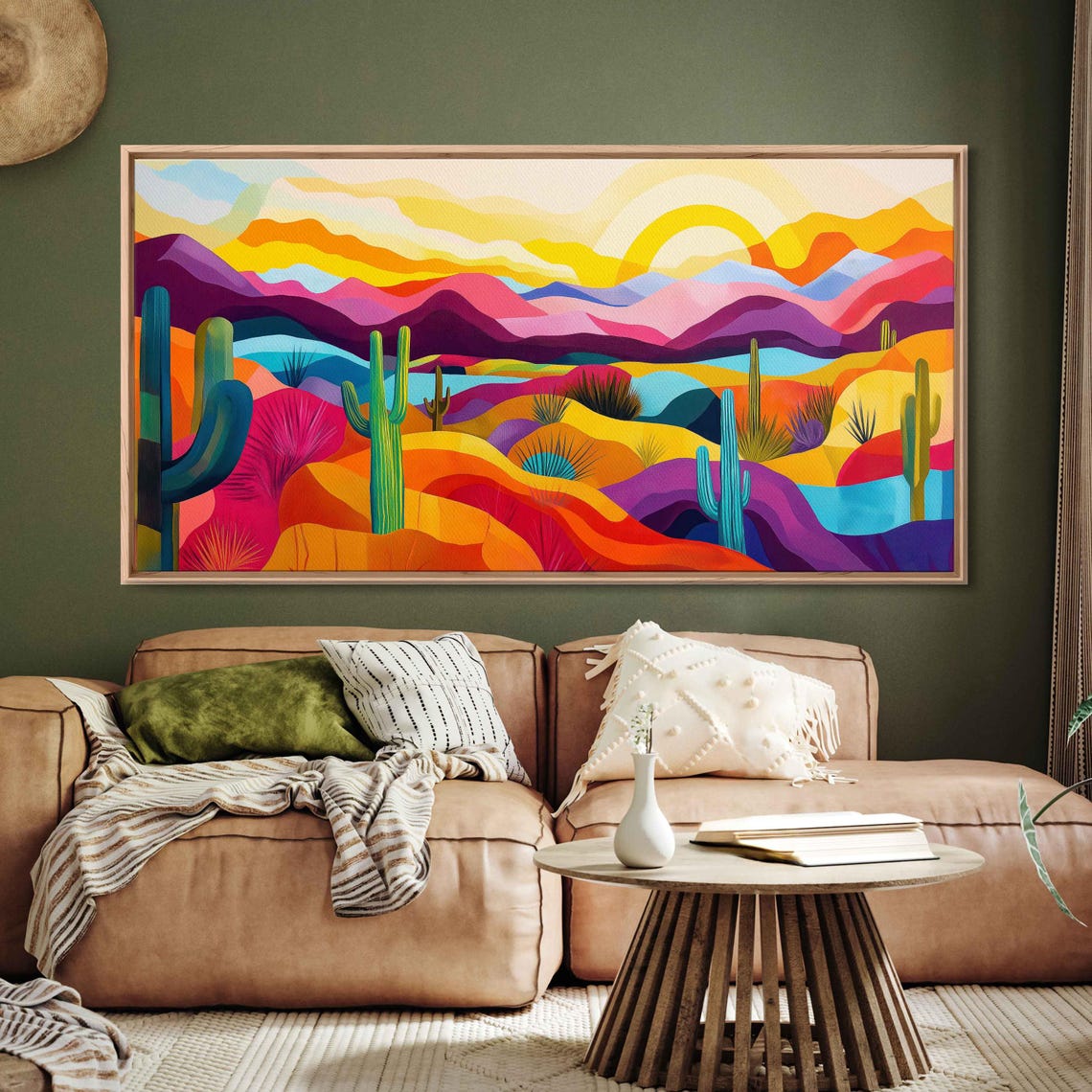 Arizona Desert Art Wall Art Print Abstract Landscape Bold Colors Unique Flora