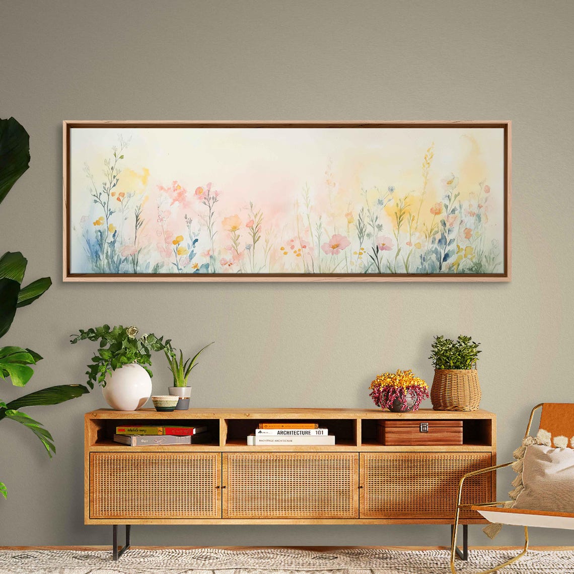 Pastel Watercolor Wildflower Meadow Dreamy Floral Wall Art Poster - Image 3