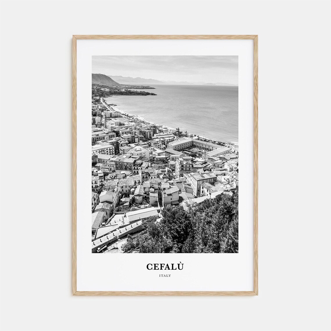 Cefalu Italy Coastal Old Town and Bay Aerial View Scene Poster