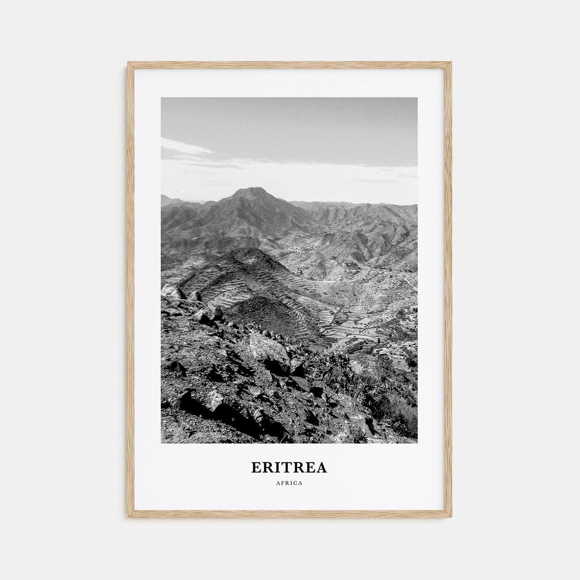 Eritrea Africa Rugged Highlands Valley Black White Photo Poster