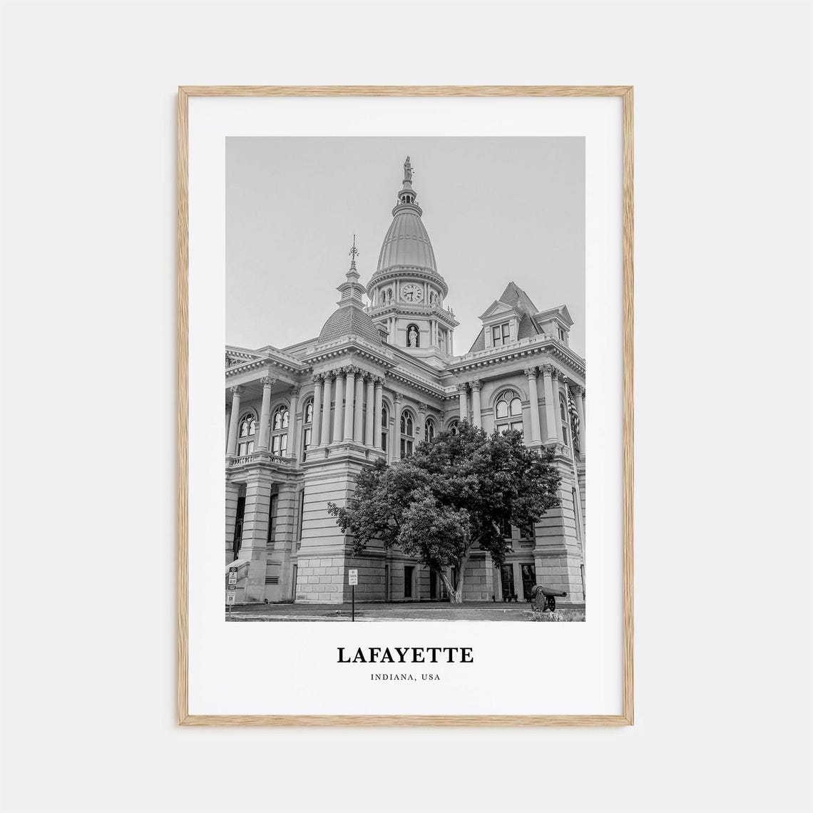 Lafayette Courthouse Dome Black And White Indiana Heritage Poster
