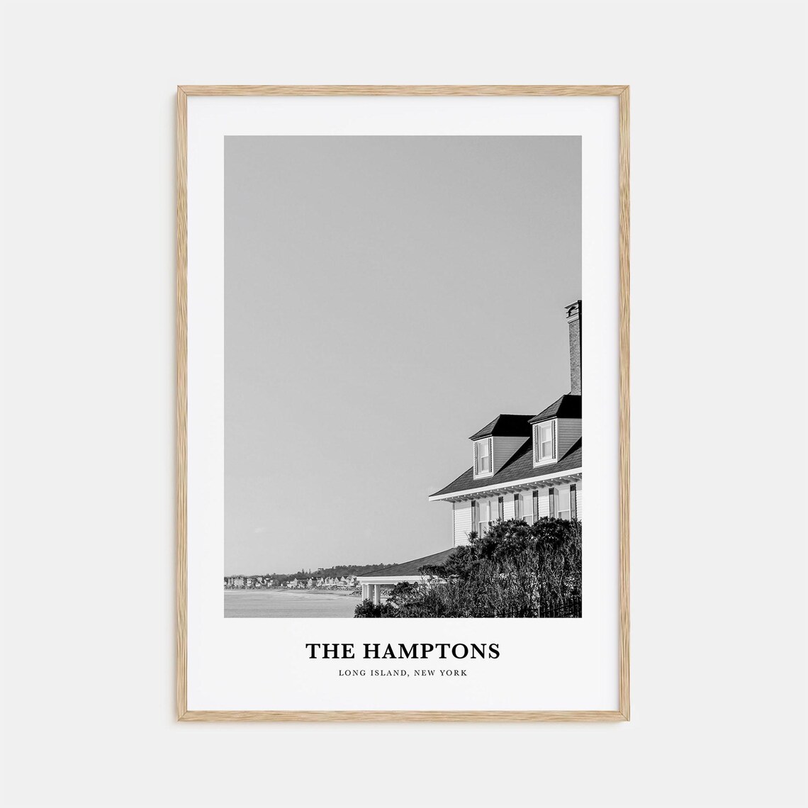 The Hamptons Coastal Shingle House Black and White Travel Poster