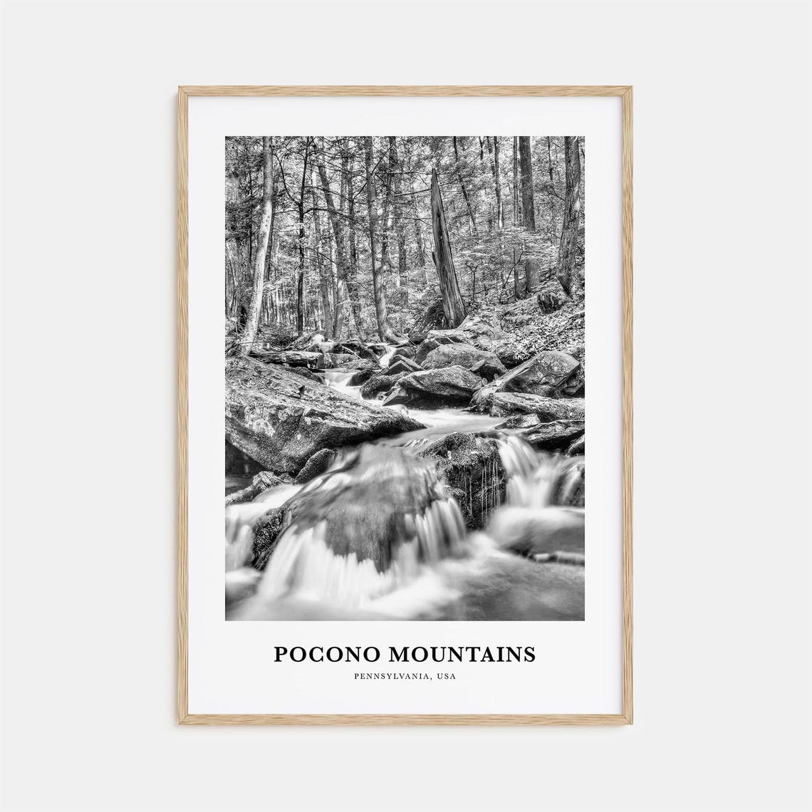 Pocono Mountains Forest Waterfall Pennsylvania Travel Poster
