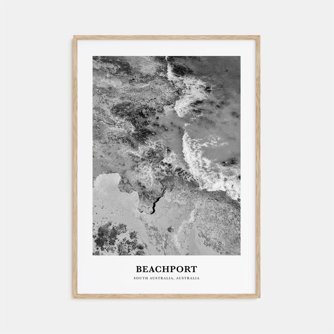 Beachport Australia Aerial Ocean Waves Over Rocky Shore Travel Poster