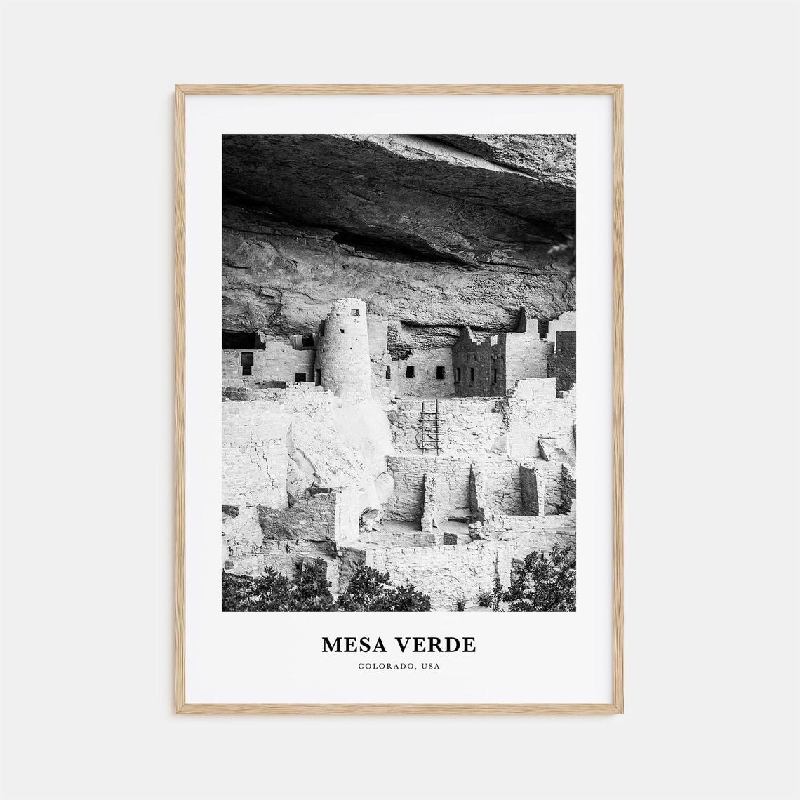 Mesa Verde Colorado Ancient Cliff Palace Ruins Black White Poster