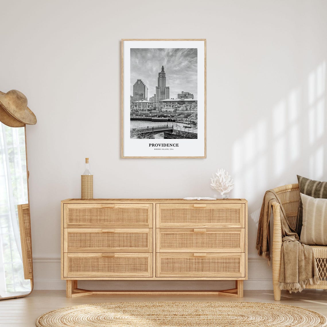 Providence Rhode Island River Bridges Downtown Skyline Poster - Image 3