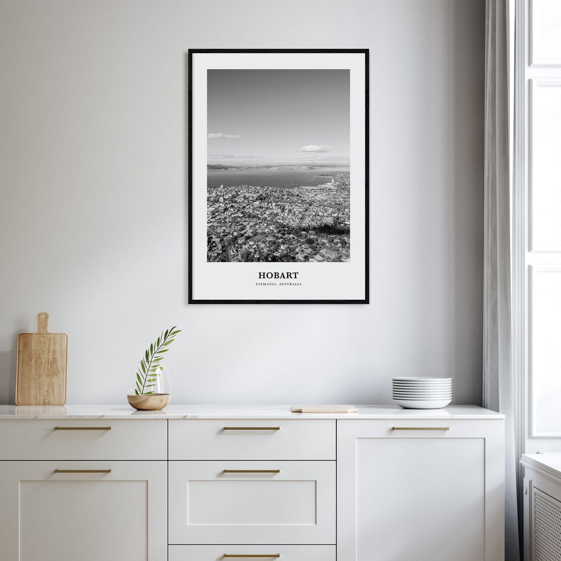 Hobart Tasmania Bay City Aerial Black and White Travel Poster - Image 2