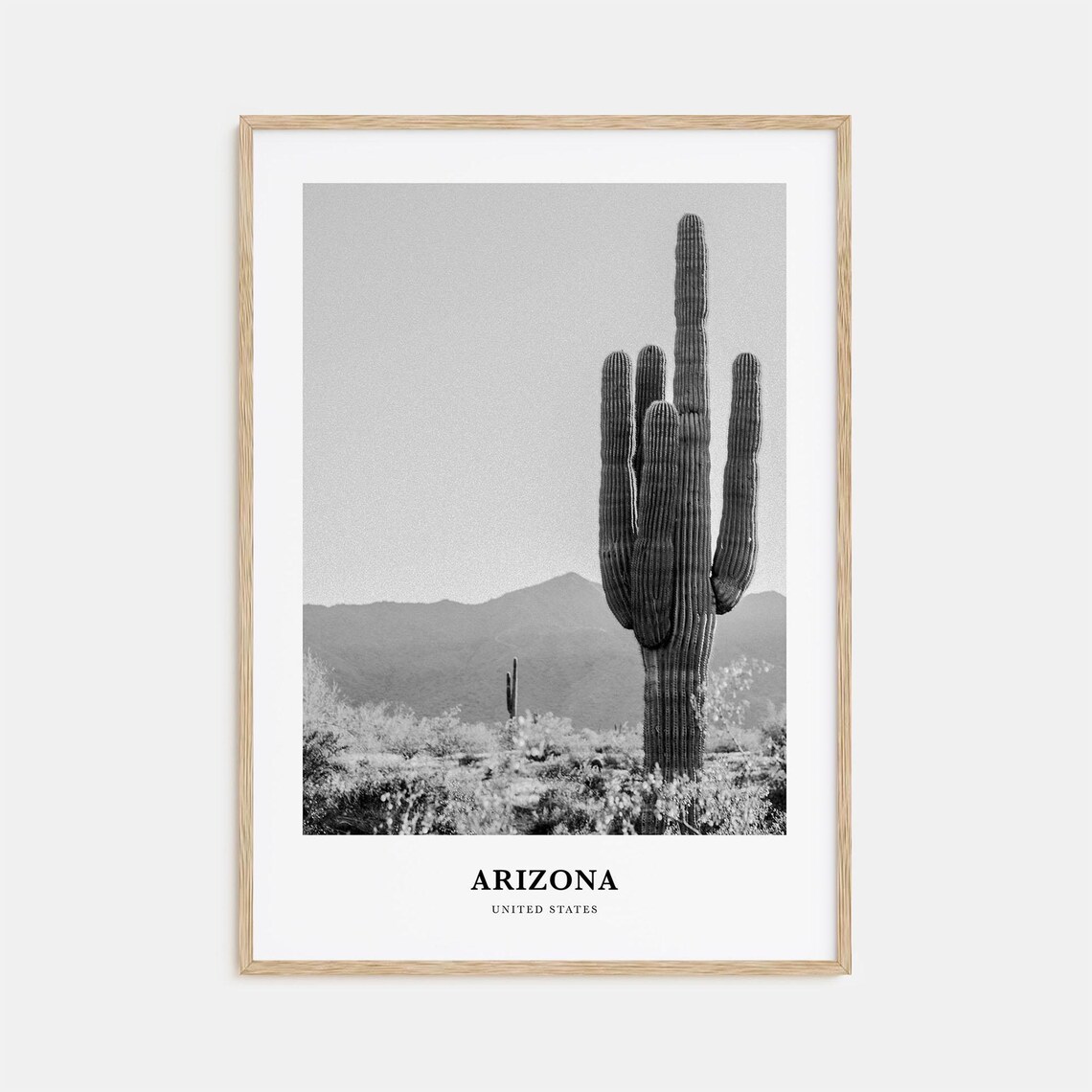 Arizona United States Saguaro Cactus Desert Mountains Black Poster