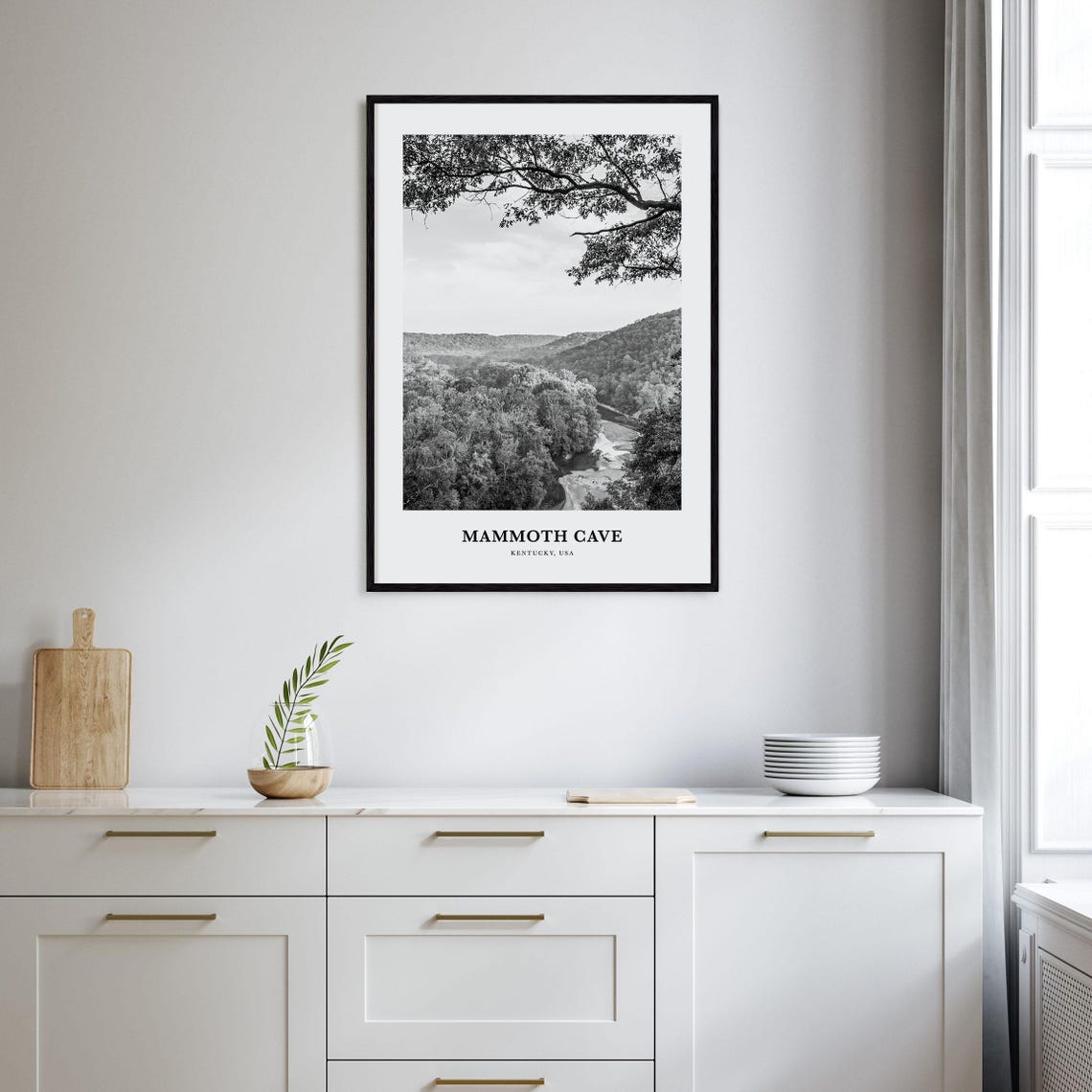Mammoth Cave Kentucky River Valley Forest Black and White Poster - Image 2