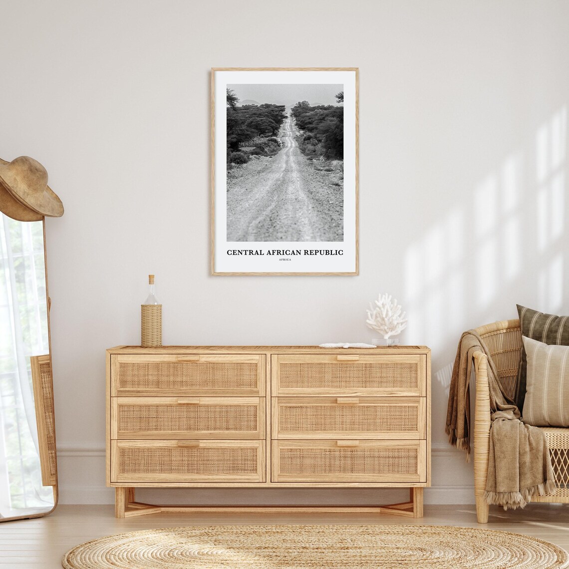 Central African Republic Savanna Dirt Road Black White Travel Poster - Image 3