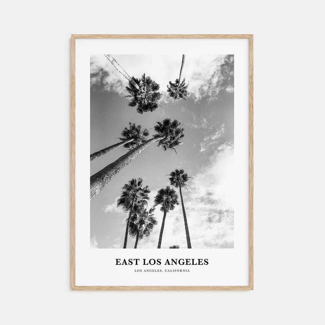 East Los Angeles Palm Trees Black and White California Poster