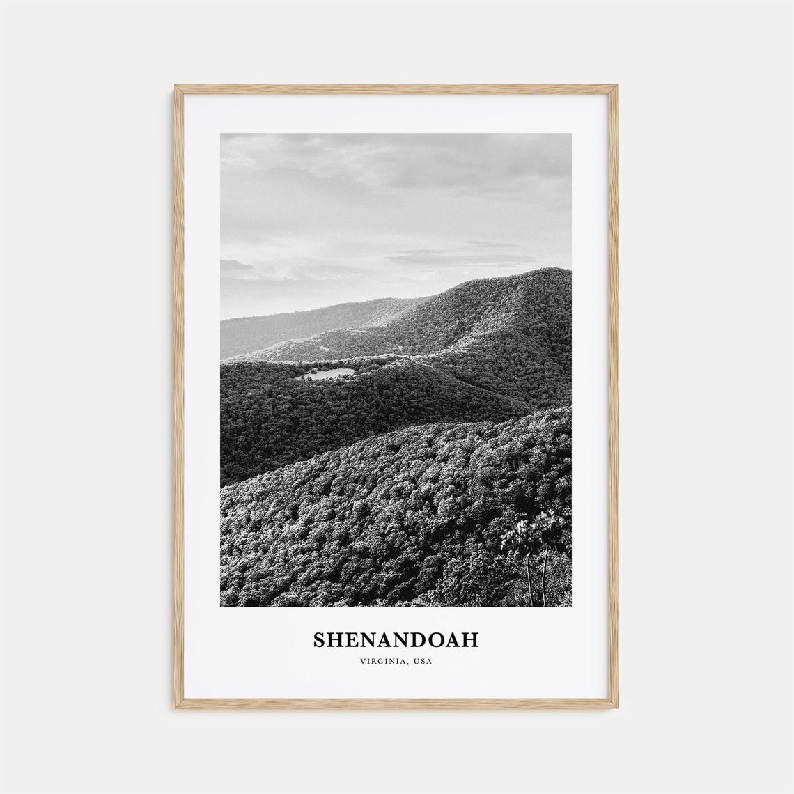 Shenandoah Virginia Blue Ridge Mountains Valley Black White Poster