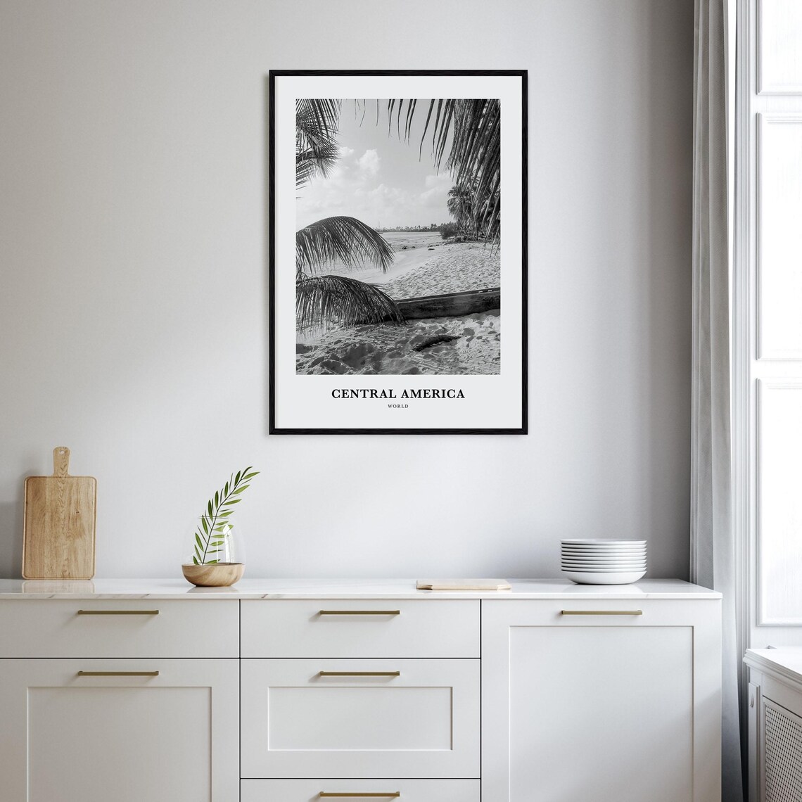 Central America Tropical Palm Beach Black White Travel Poster - Image 2