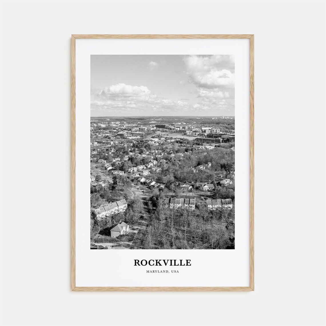 Rockville Maryland Aerial Suburban Neighborhood Travel Poster