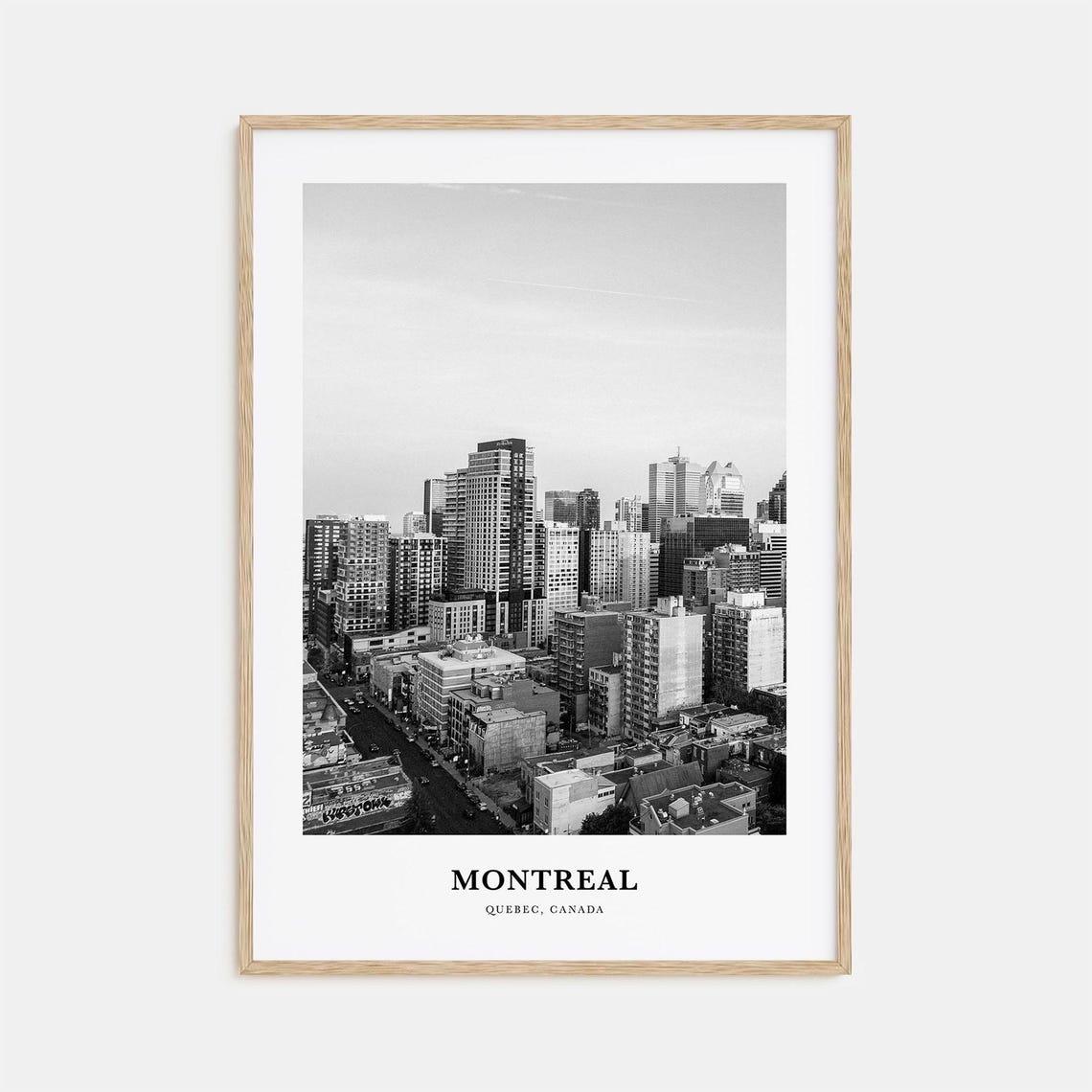 Montreal Quebec Canada Downtown Skyline Black And White Travel Poster
