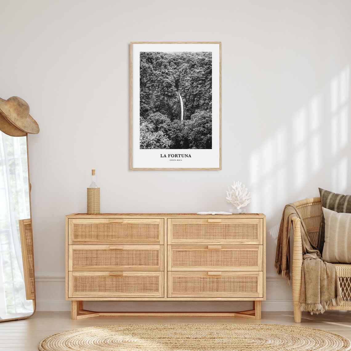 La Fortuna Waterfall Black And White Costa Rica Jungle Poster - Image 3