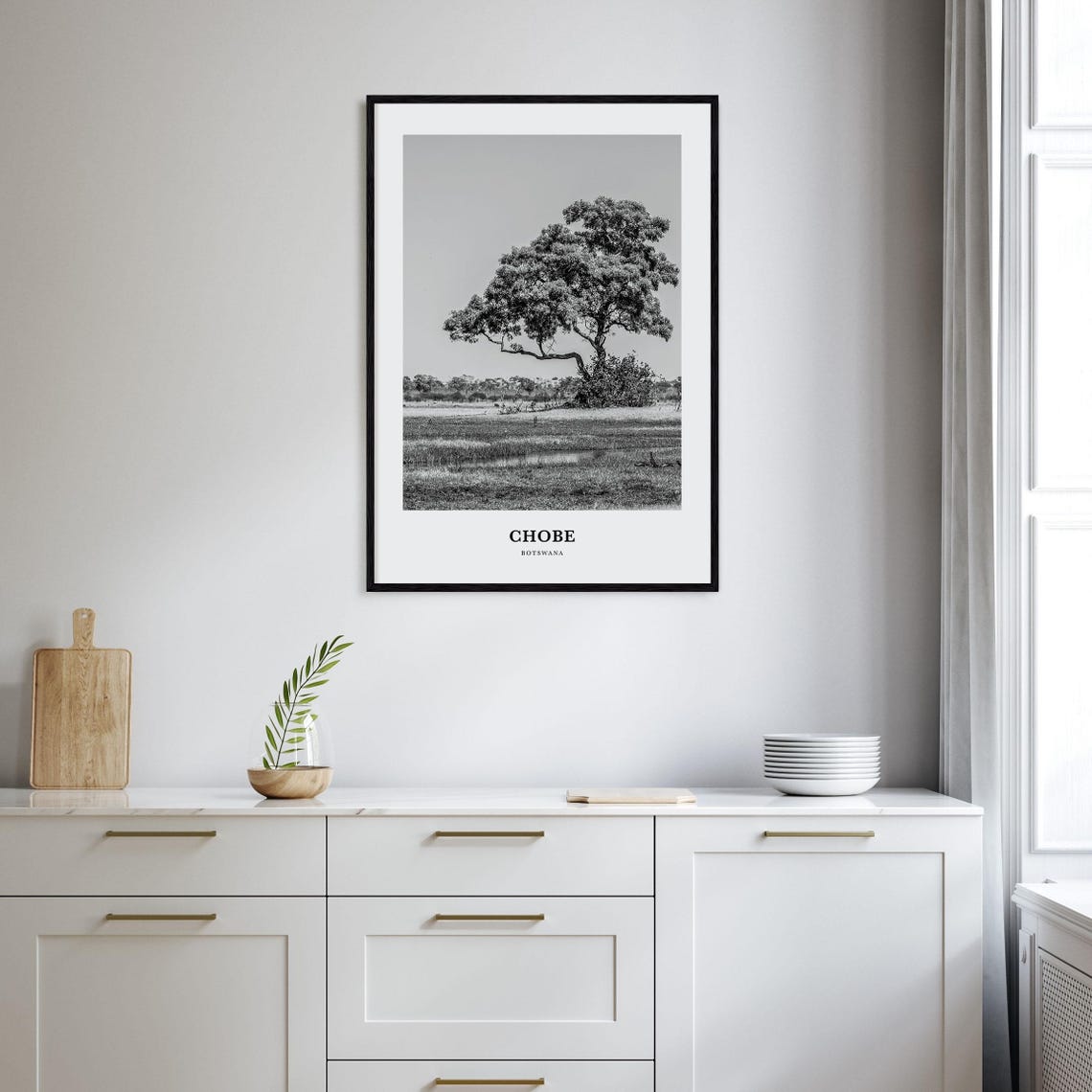 Chobe Botswana Lone Acacia Tree Over Savanna Landscape Poster - Image 2