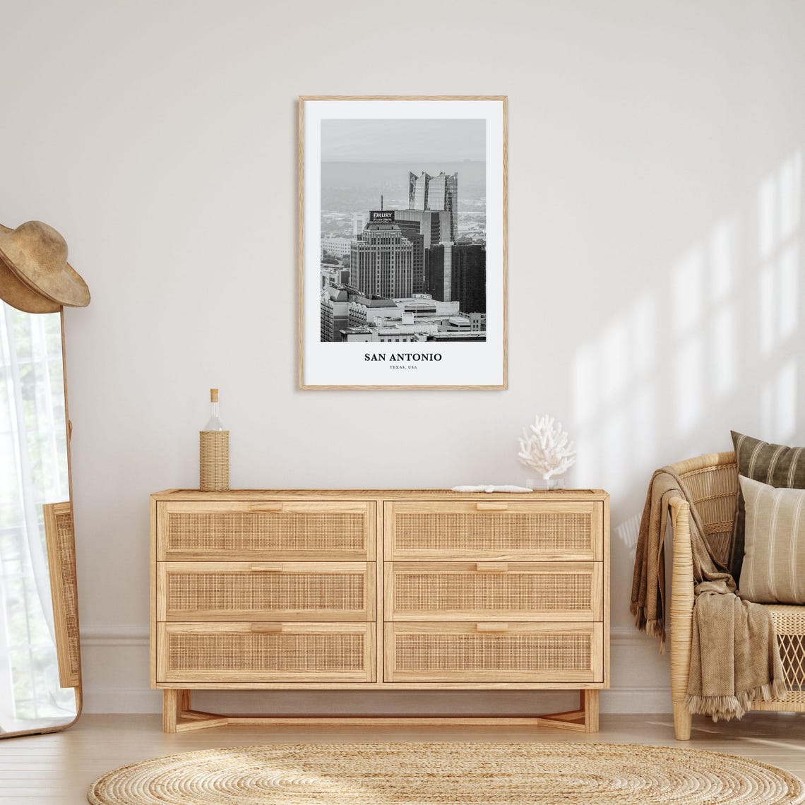 San Antonio Texas Downtown Skyline Black and White Photo Poster - Image 3