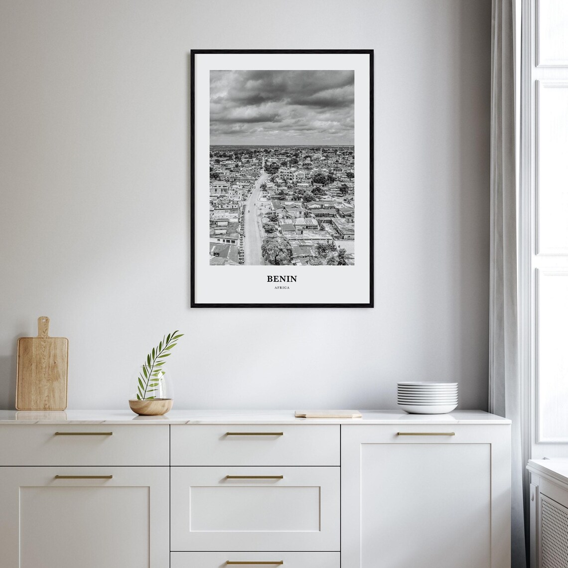 Benin Africa Aerial City Street View Under Dramatic Sky Art Poster - Image 2