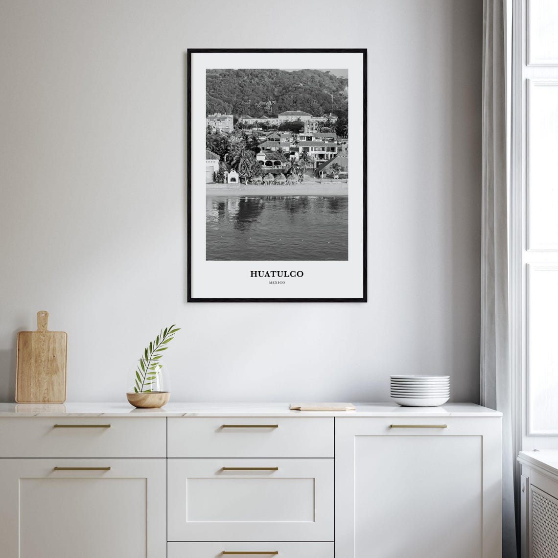 Huatulco Mexico Beach Resort Town Black and White Travel Poster - Image 2