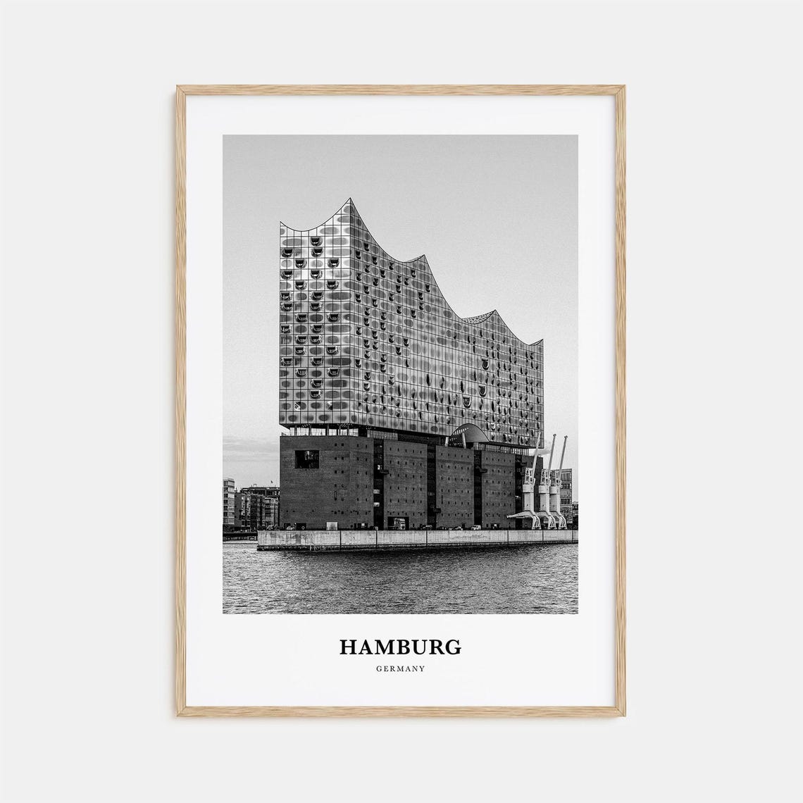 Hamburg Germany Elbphilharmonie Waterfront Black and White Poster