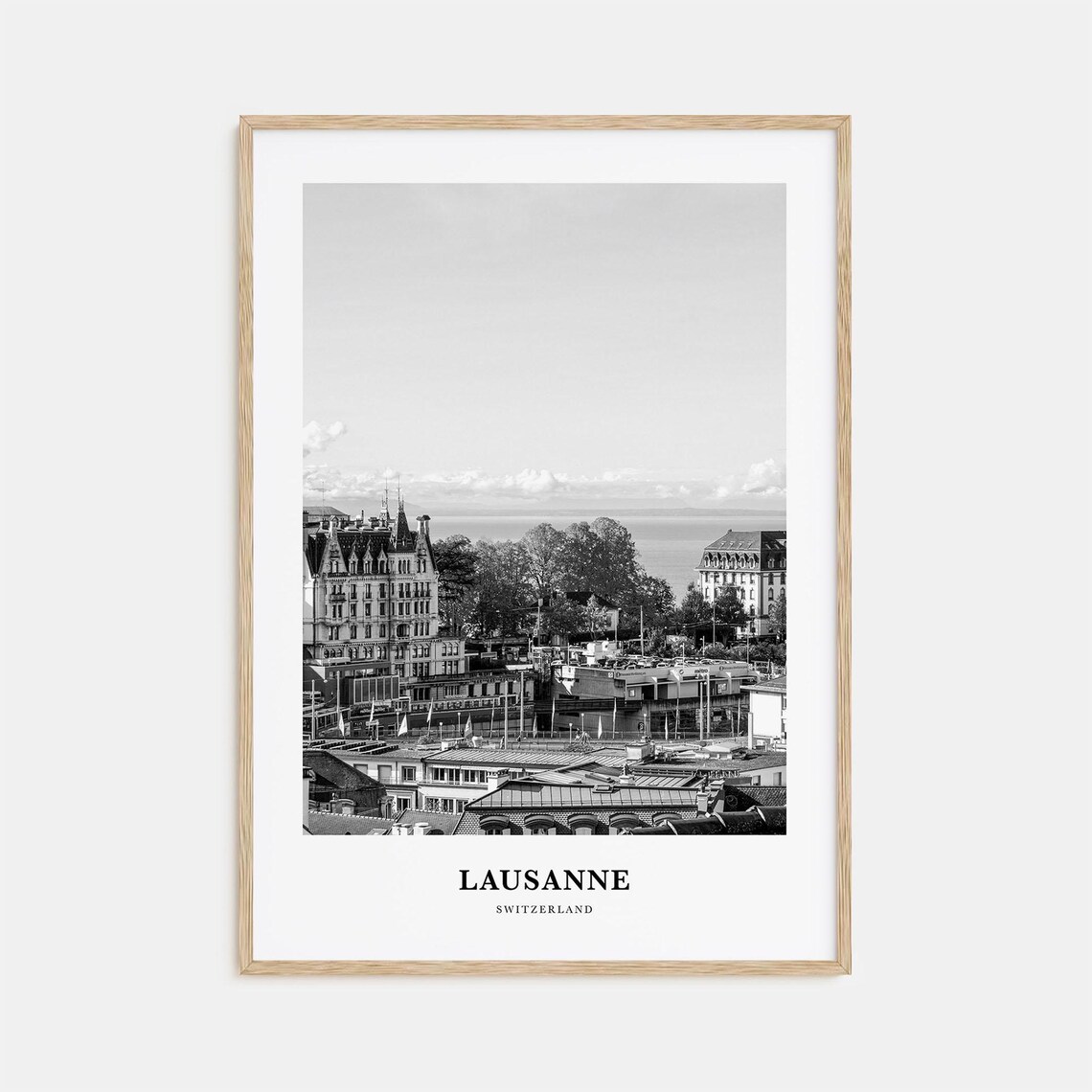 Lausanne Switzerland Lake Geneva Waterfront and Old Town View Poster