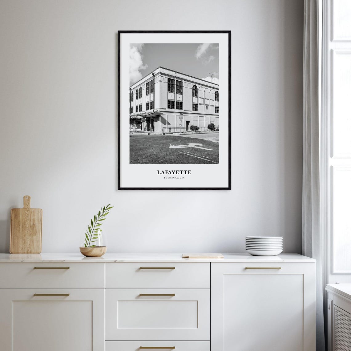 Lafayette Historic Building Black And White Louisiana Poster - Image 2