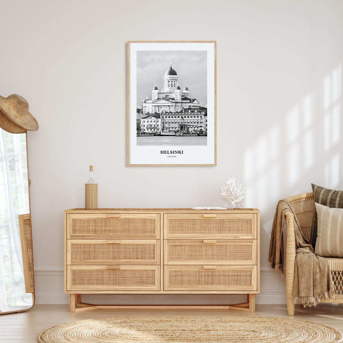 Helsinki Finland Cathedral Harbor Black White Photography Poster - Image 3