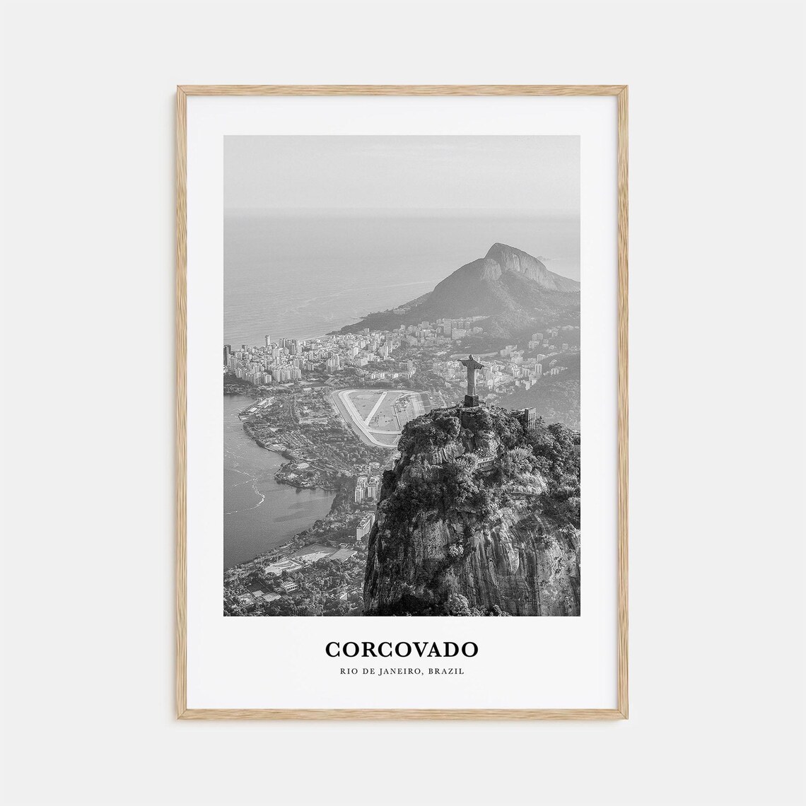 Corcovado Christ the Redeemer Rio Black and White Travel Poster