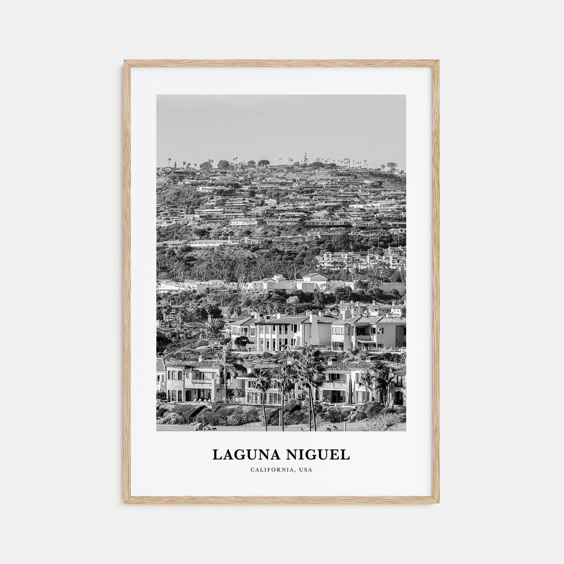 Laguna Niguel Hillside Homes Black And White California Poster