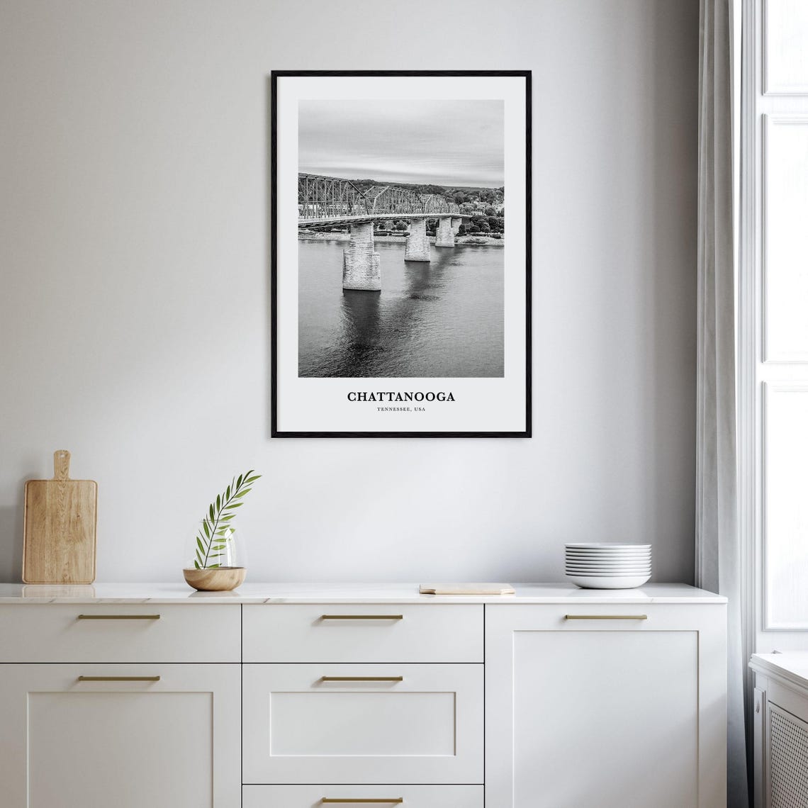 Chattanooga Tennessee Historic Steel Bridge Over the River Poster - Image 2
