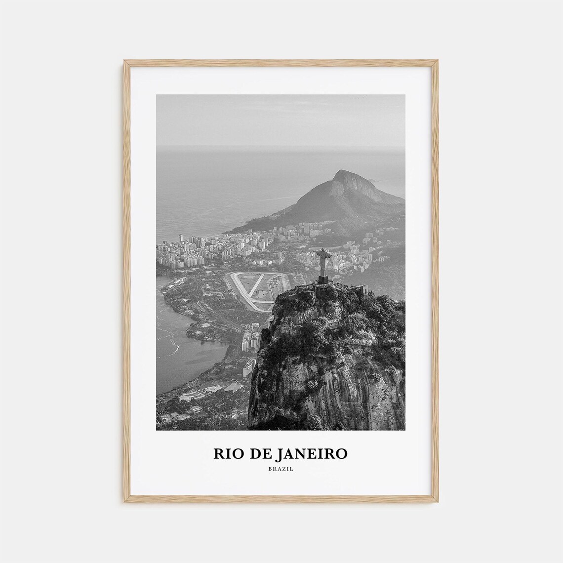 Rio de Janeiro Christ the Redeemer Corcovado Black White Photo Poster