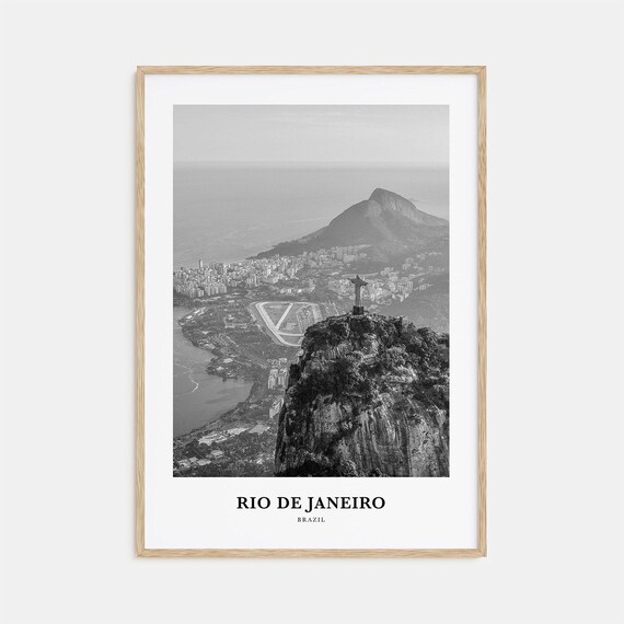 Rio de Janeiro Christ the Redeemer Corcovado Black White Photo Poster