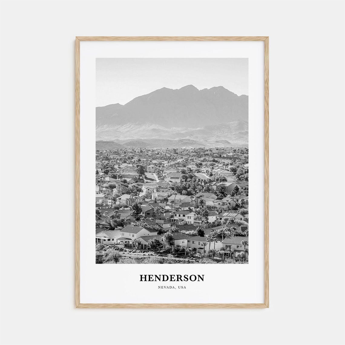 Henderson Nevada Desert Suburbs Mountain View Monochrome Poster