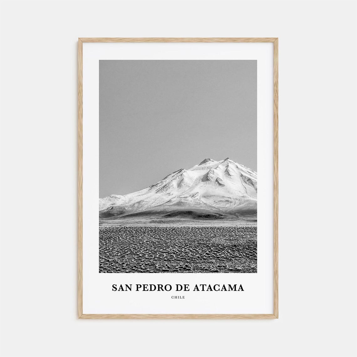 San Pedro De Atacama Chile Desert Volcano Peak Black White Poster