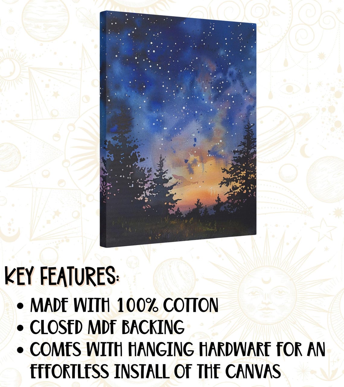 Mystical Starry Night Sky Wall Art Starry Night Sky Abstract Night Sky Watercolor Art - Image 3